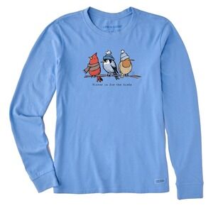 Life is Good Shady Winter Is For The Birds Long Sleeve Crusher Tee Womens Size M